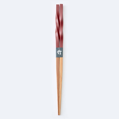 スス竹ネジリ箸 赤（大）22.5cm