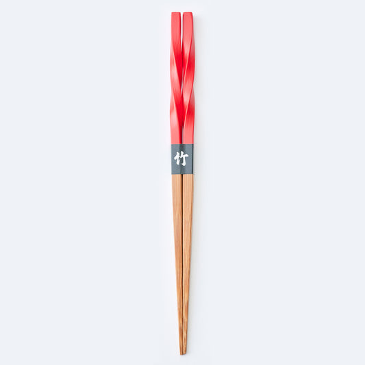 スス竹ネジリ箸 ファイアーレッド（大）22.5cm