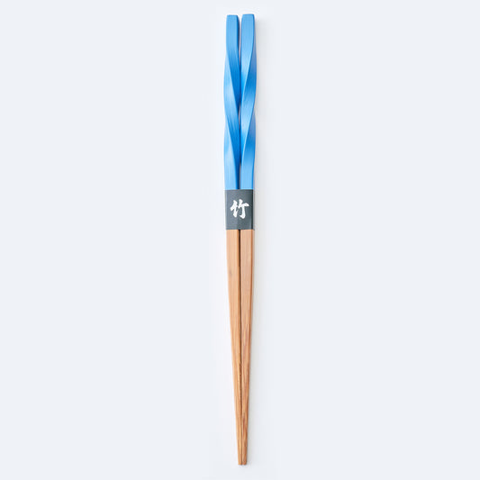 スス竹ネジリ箸 スカイブルー（大）22.5cm