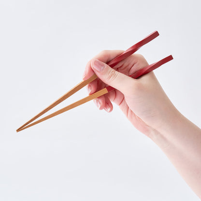 スス竹ネジリ箸 赤（大）22.5cm