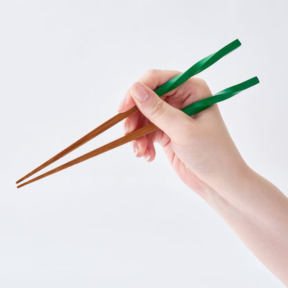 スス竹ネジリ箸 グリーン（大）22.5cm