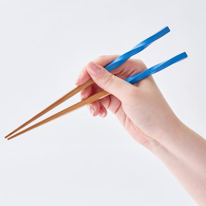 スス竹ネジリ箸 スカイブルー（大）22.5cm