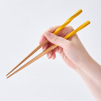 スス竹ネジリ箸 イエロー（大）22.5cm