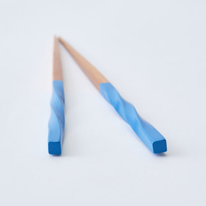 スス竹ネジリ箸 スカイブルー（中）21cm