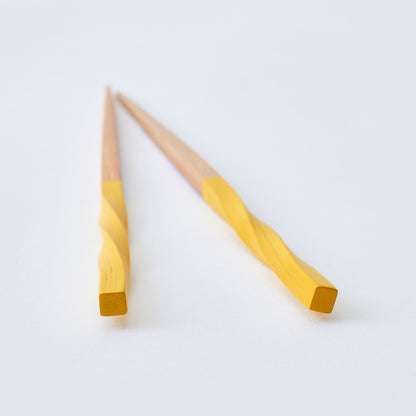 スス竹ネジリ箸 イエロー（大）22.5cm
