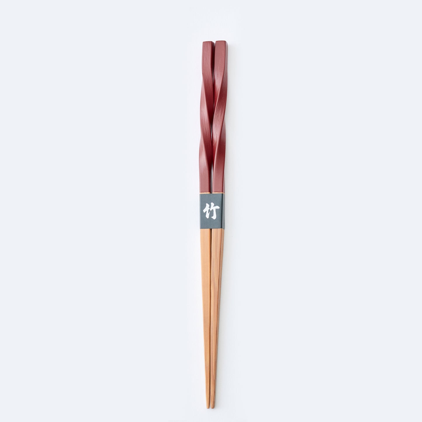 スス竹ネジリ箸 赤（中）21cm