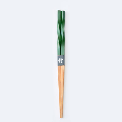 スス竹ネジリ箸 和緑（中）21cm