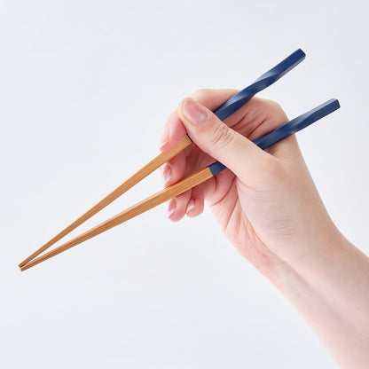 スス竹ネジリ箸 紺（中）21cm