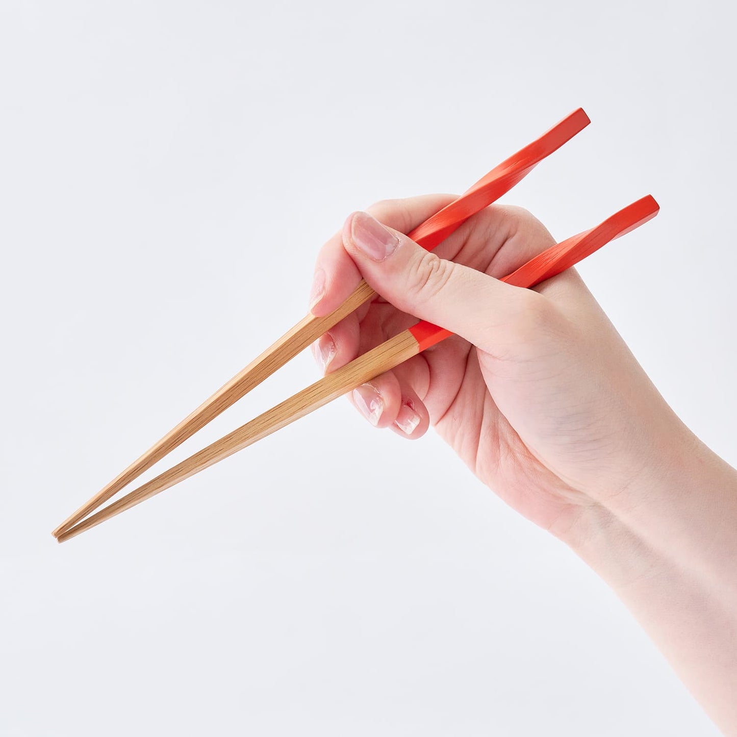 スス竹ネジリ箸 オレンジ（中）21cm