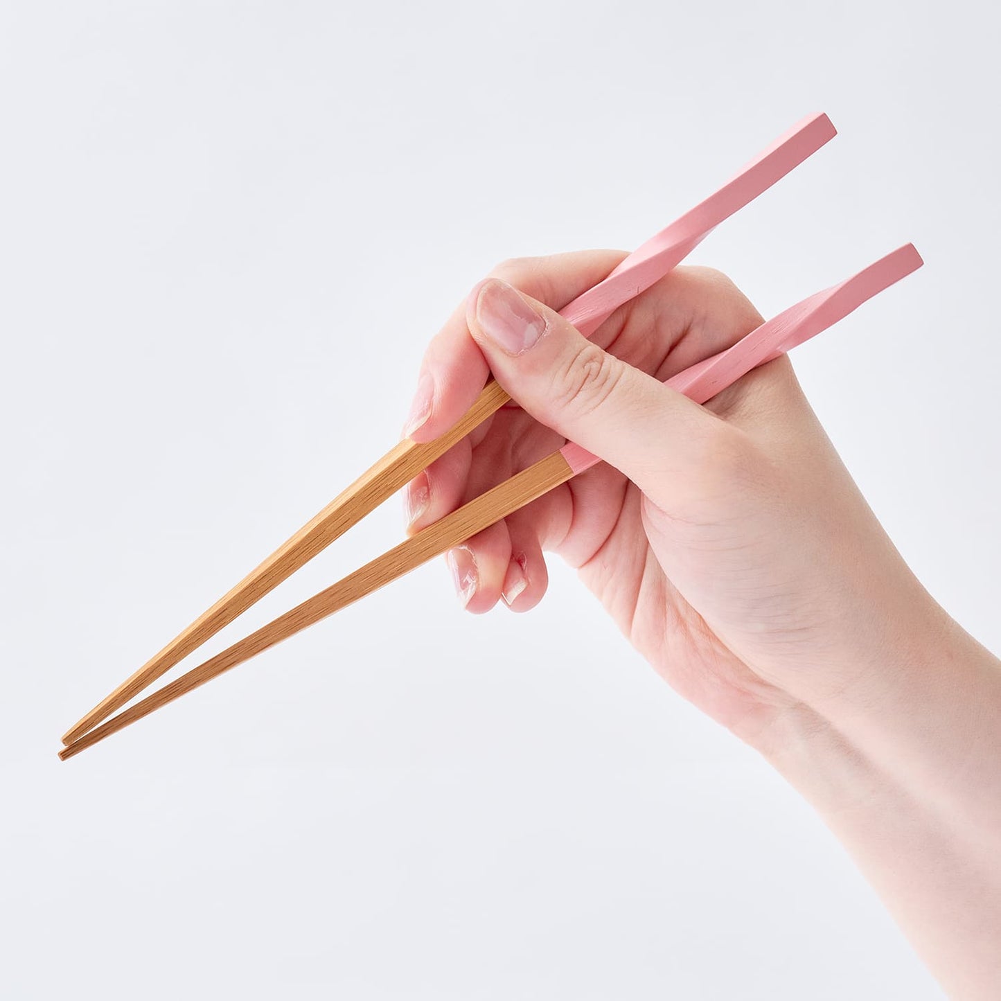 スス竹ネジリ箸 ピンク（中）21cm