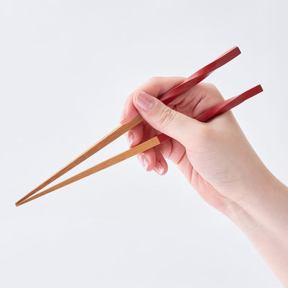 スス竹ネジリ箸 赤（中）21cm