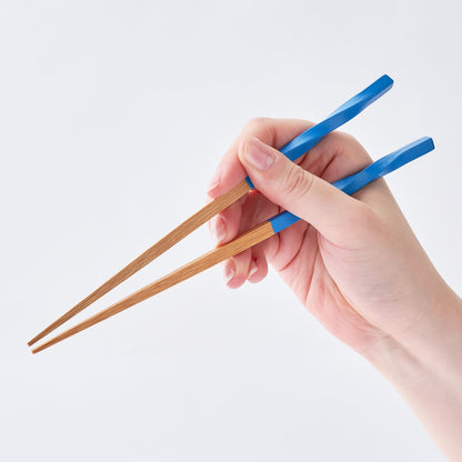スス竹ネジリ箸 スカイブルー（中）21cm