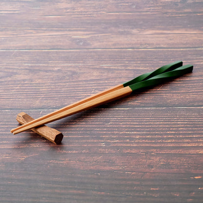 スス竹ネジリ箸 和緑（中）21cm