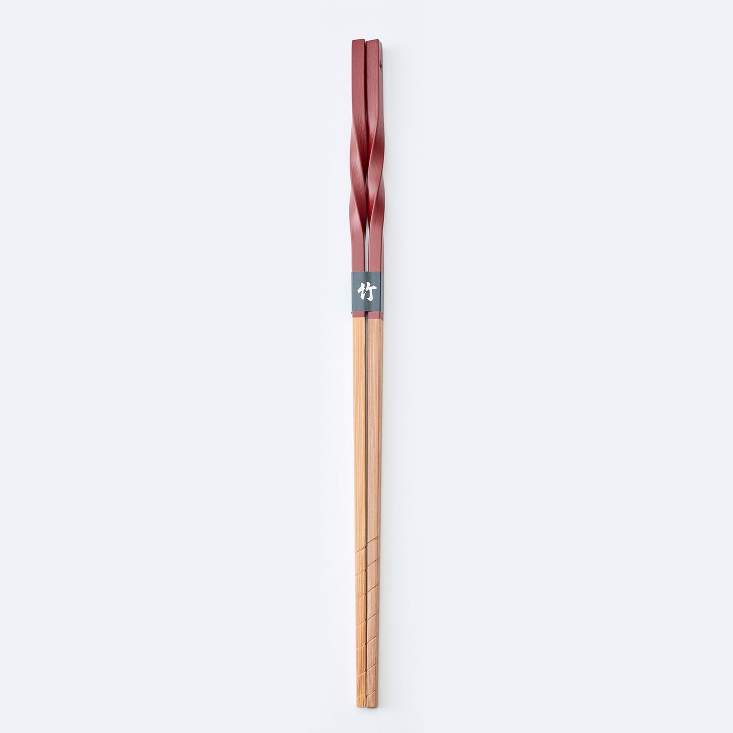 スス竹ネジリ菜箸 赤 33cm