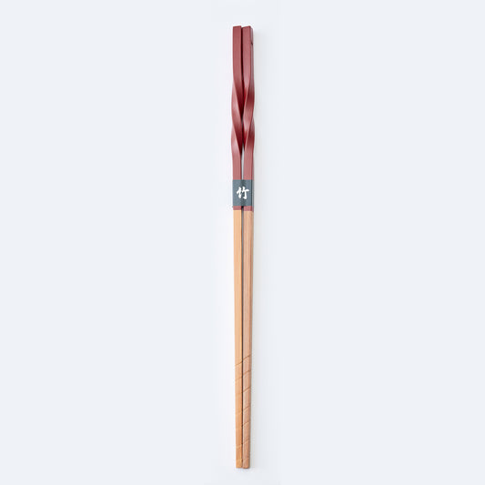 スス竹ネジリ菜箸 赤 33cm