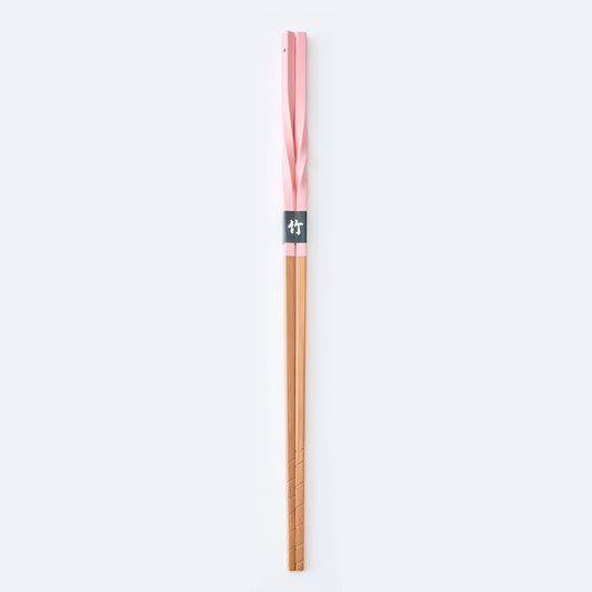 スス竹ネジリ菜箸 ピンク 33cm