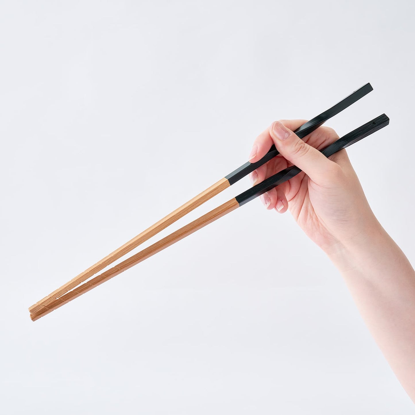スス竹ネジリ菜箸 ブラック 33cm
