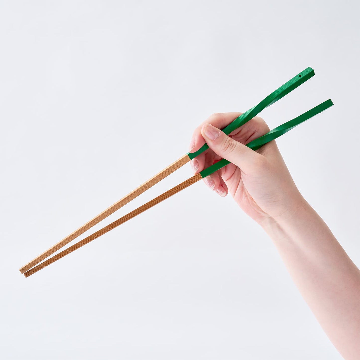 スス竹ネジリ菜箸 グリーン 33cm