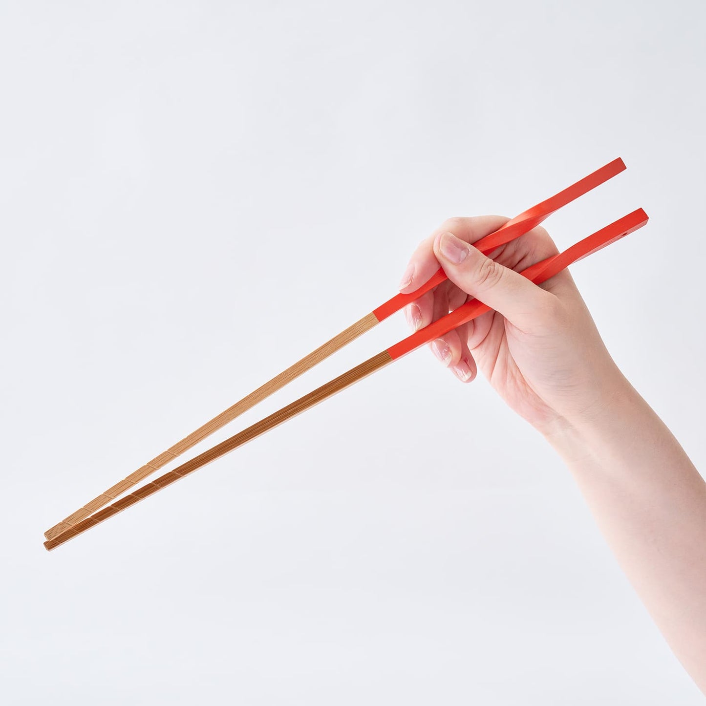 スス竹ネジリ菜箸 オレンジ 33cm