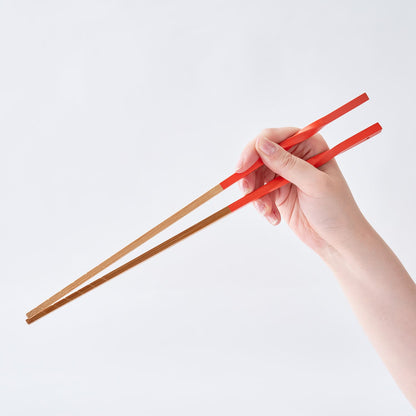 スス竹ネジリ菜箸 オレンジ 33cm
