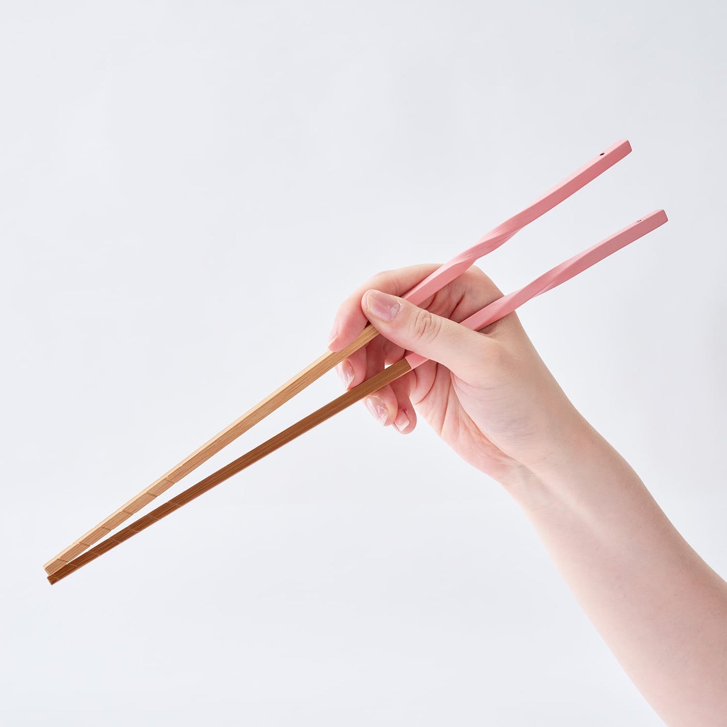 スス竹ネジリ菜箸 ピンク 33cm