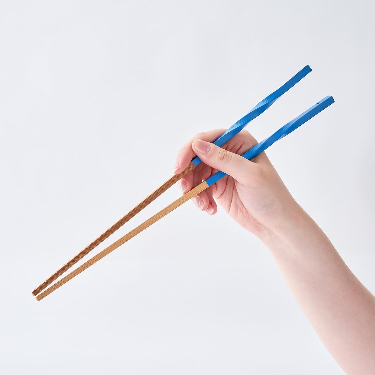 スス竹ネジリ菜箸 スカイブルー 33cm