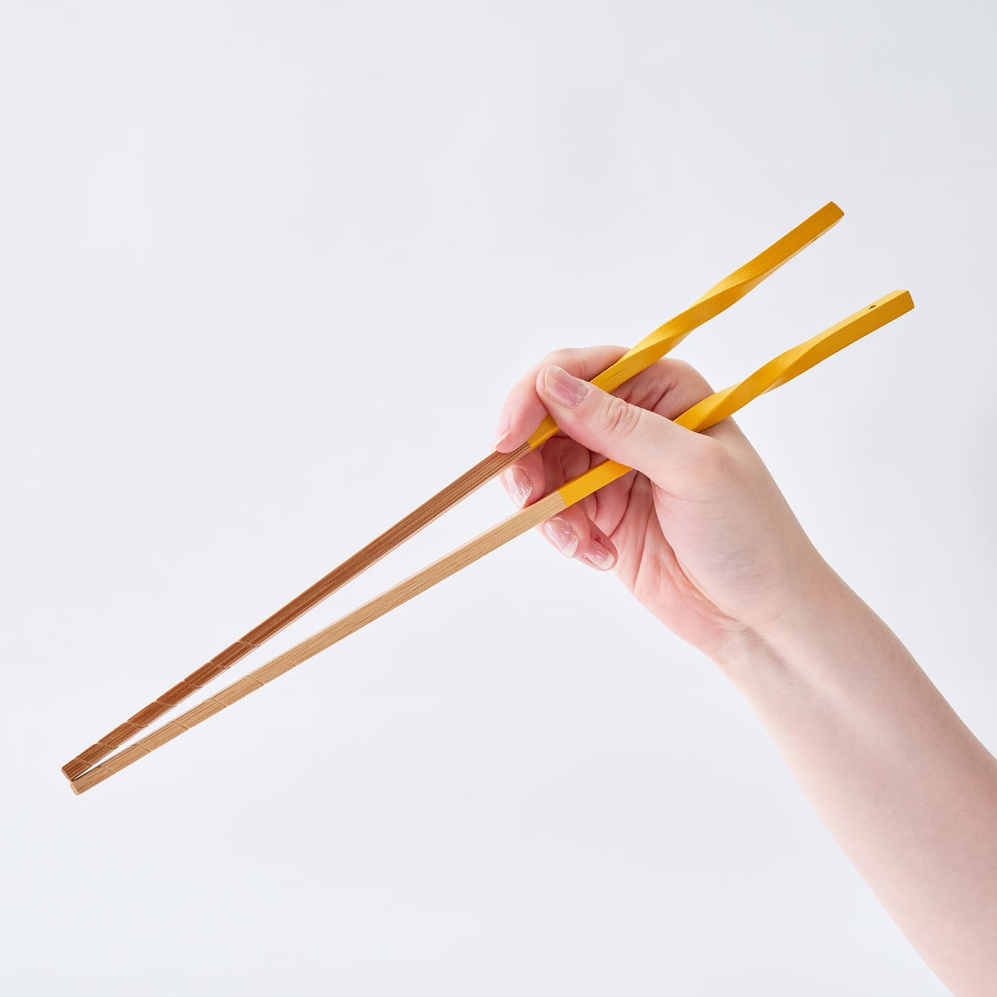 スス竹ネジリ菜箸 イエロー 33cm